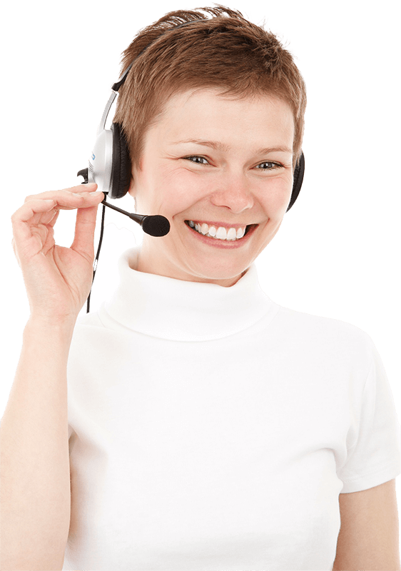 Female receptionist on headset